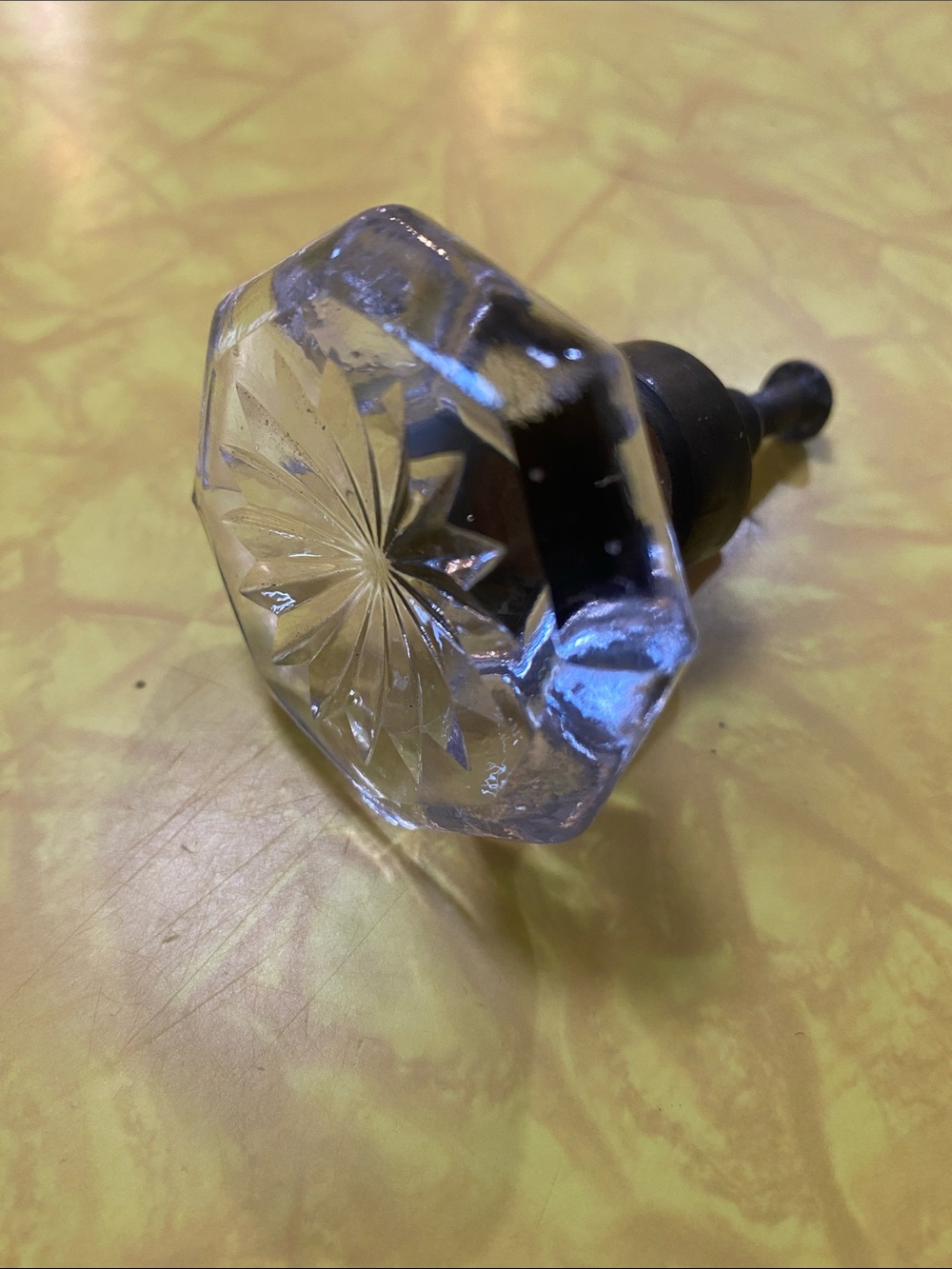 Antique Glass Octagonal Cabinet Knob